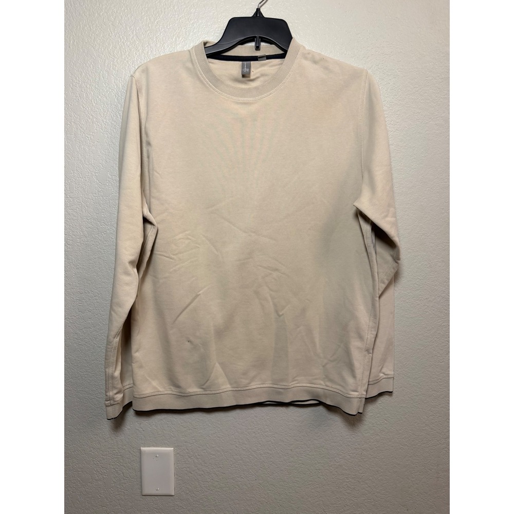 Ashworth Mens Beige Crewneck Sweatshirt Golf Logo Cream Pullover Large